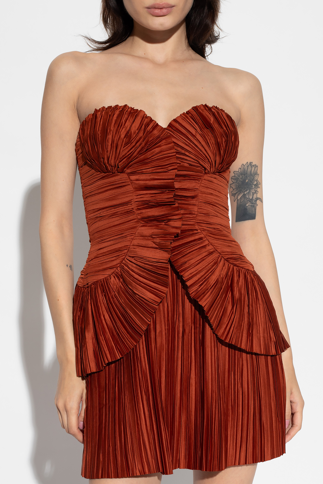 Chloé Kids ruffle-detail flared dress - Orange 'Charlique